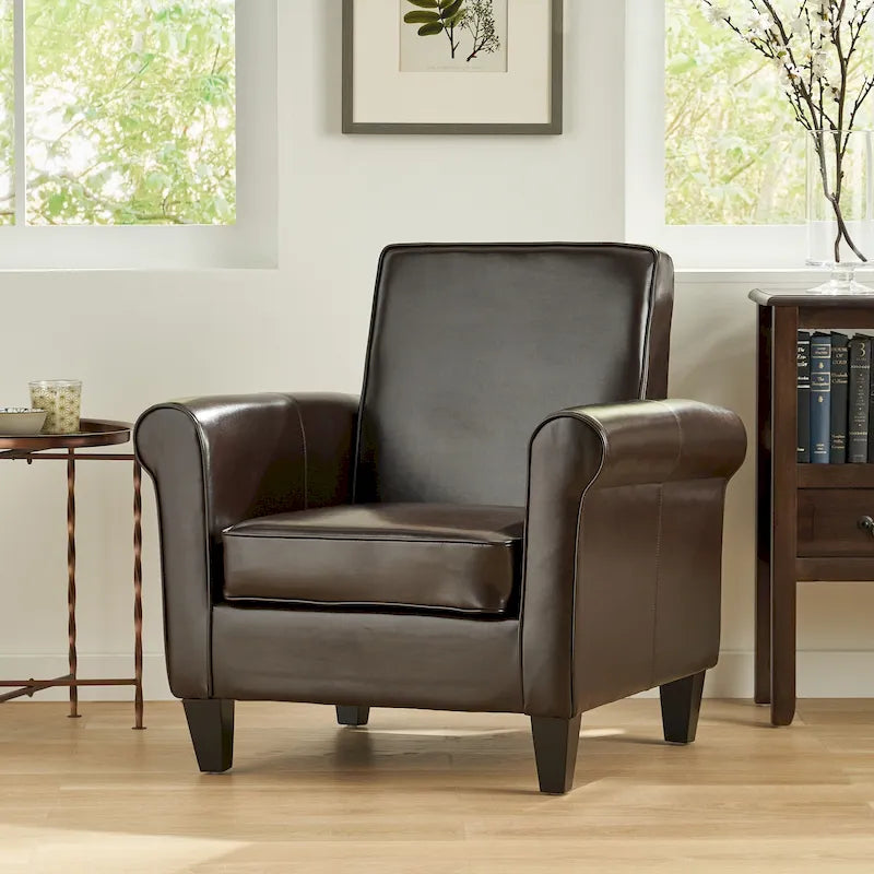 Dark Brown FauxLeather Club Chair