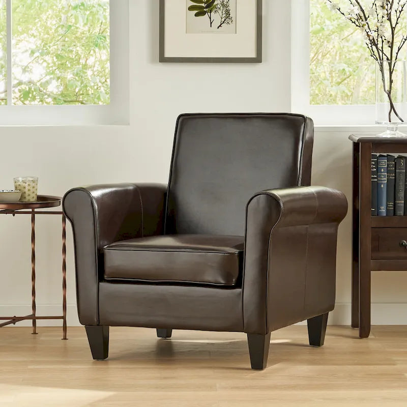 Dark Brown FauxLeather Club Chair