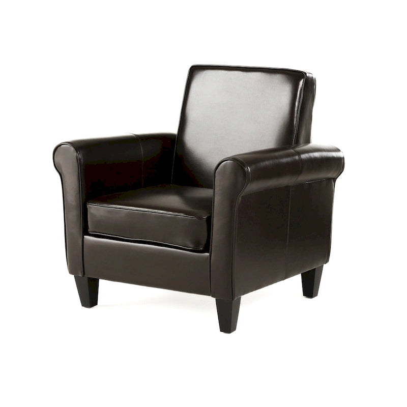 Dark Brown FauxLeather Club Chair