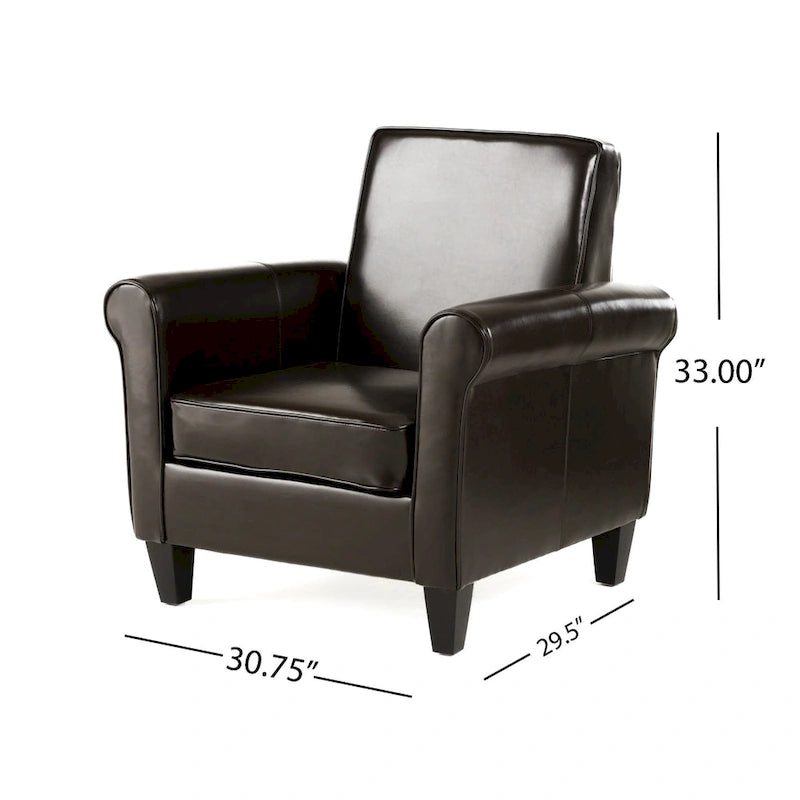 Dark Brown FauxLeather Club Chair