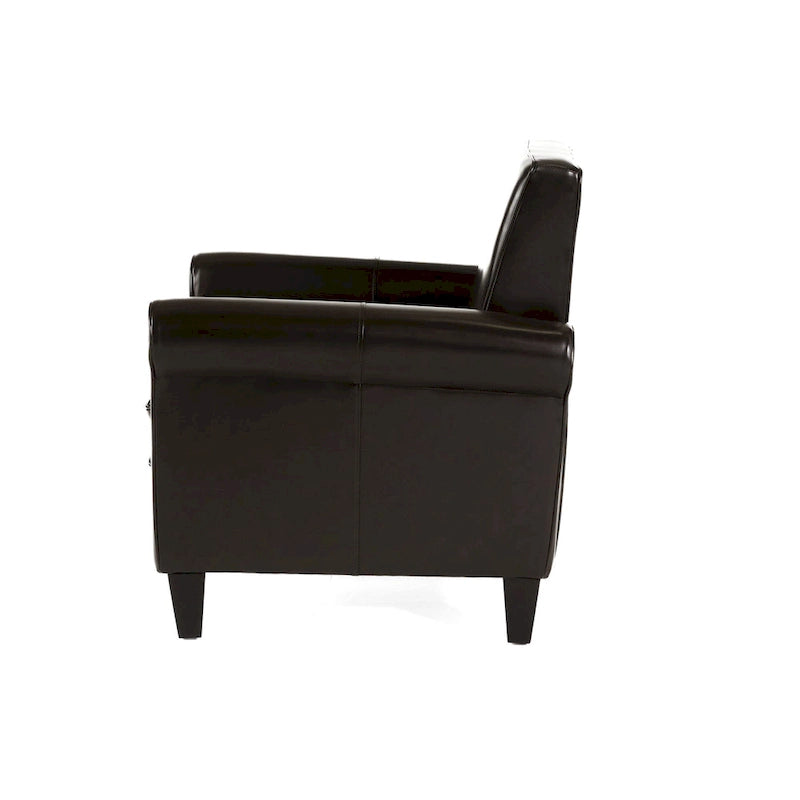 Dark Brown FauxLeather Club Chair