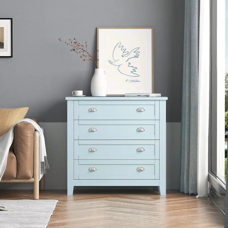 Modern Drawer Dresser for Bedroom,Chest of Dressers with Solid Wood Frame Retro Buffet Sideboard with Shell Handle