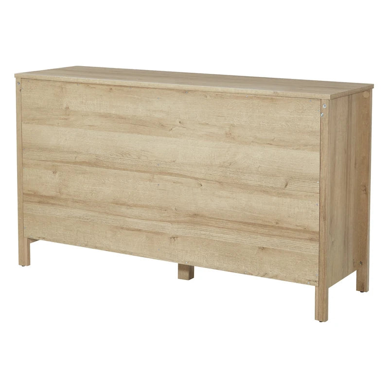 6-Drawer Wide Dresser with Deep Drawers & Metal Safety Glides, Brushed Nickel Pulls, Fits Modern Farmhouse & Boho Styles