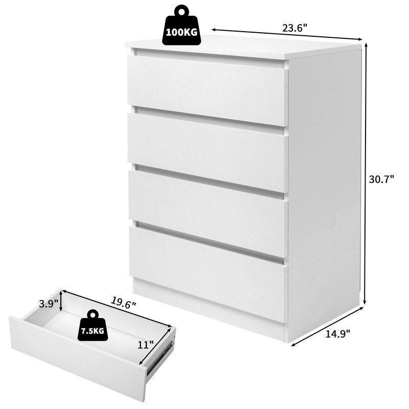 4-Drawer Storage Dresser with Spacious Top Surface for Bedroom, Living Room & Entryway Organization