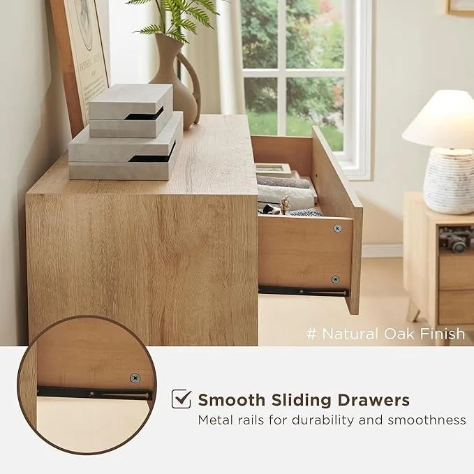 Mid-Century Modern 5-Drawer Dresser, Anti-Tip Design, 32W x 48H, Engineered Wood Construction