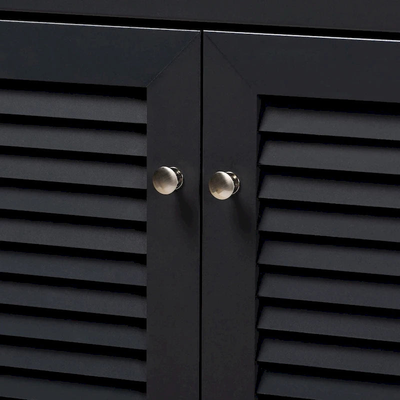 11-Shelf Shoe Storage Cabinet for 21 Pairs, Built-in Drawer, Solid Wood, Modern Gray/Walnut Finish