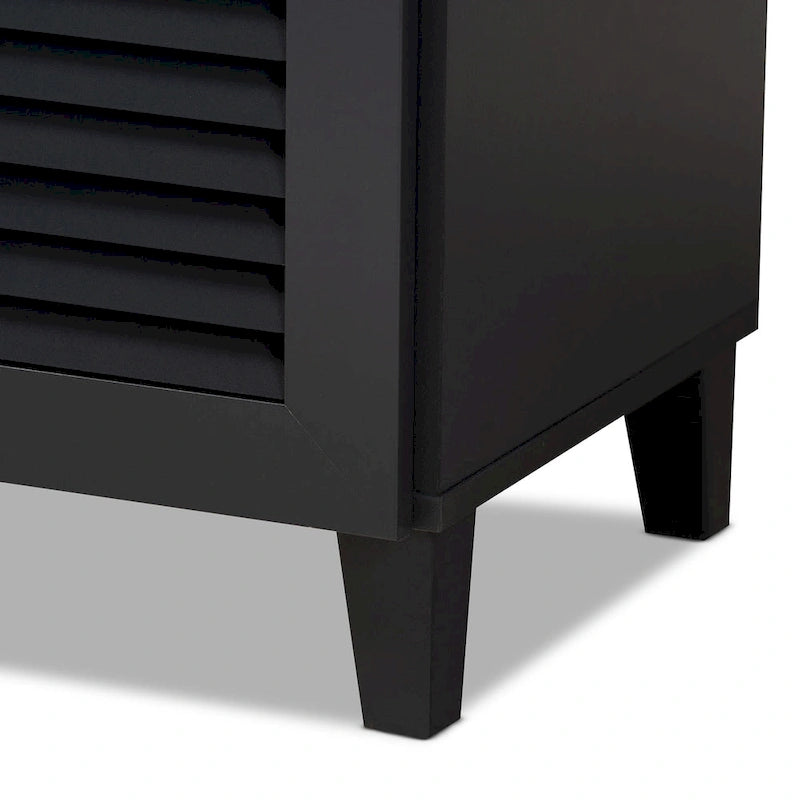 11-Shelf Shoe Storage Cabinet for 21 Pairs, Built-in Drawer, Solid Wood, Modern Gray/Walnut Finish