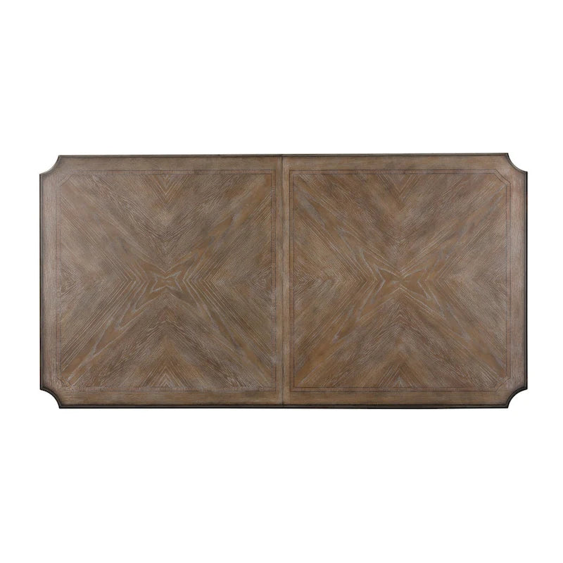 7-Piece Distressed European Dining Set: Table with Extension Leaf & 6 Chairs, Solid Wood & Veneer, Antique White Finish