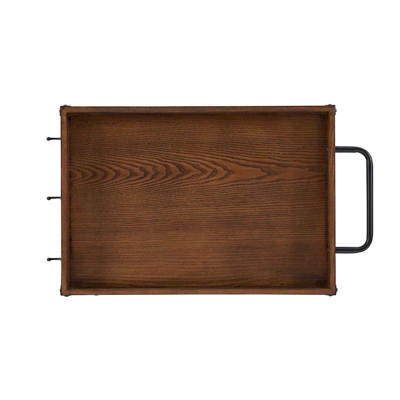 Industrial Style Kitchen Wine Cart with 3 Shelves & Casters, 30.5"W Mobile Bar Cabinet, 300 lbs Capacity