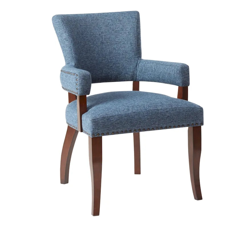 Blue Transitional Dining Chair with Nailhead Trim, Rubberwood Frame & 250 lbs Capacity, 35"H