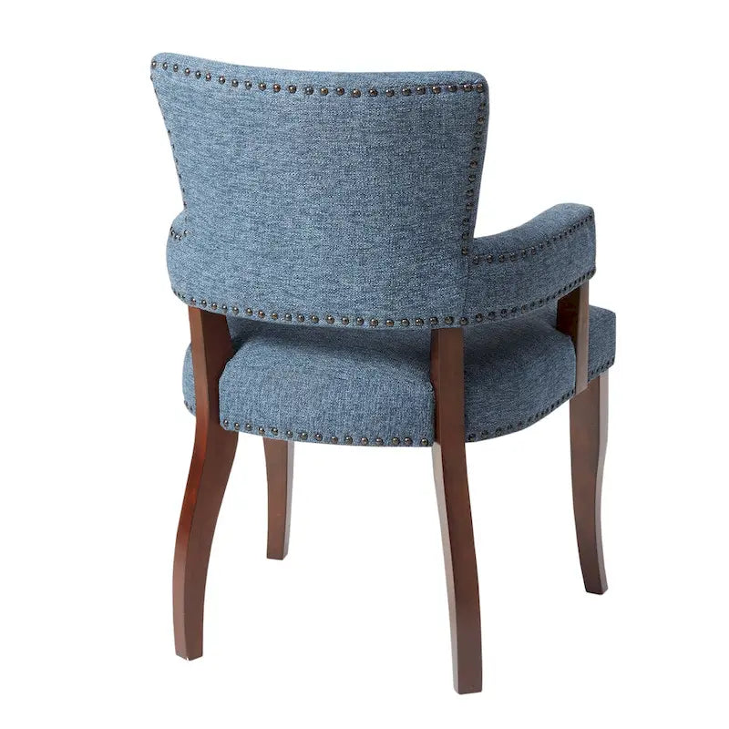 Blue Transitional Dining Chair with Nailhead Trim, Rubberwood Frame & 250 lbs Capacity, 35"H