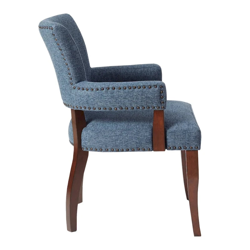 Blue Transitional Dining Chair with Nailhead Trim, Rubberwood Frame & 250 lbs Capacity, 35"H