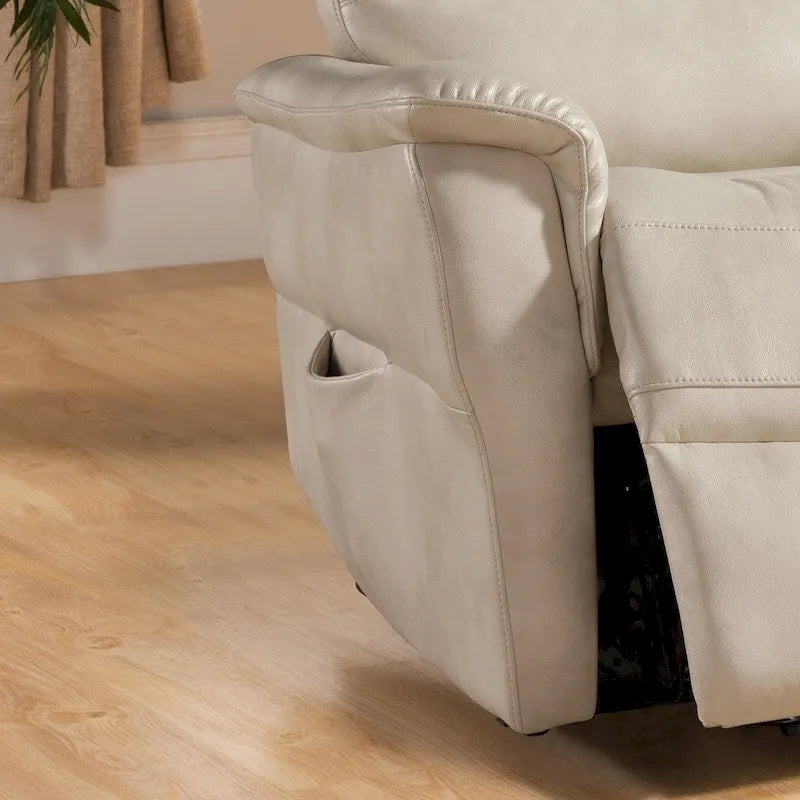 Power Lift Recliner Chair with Push Button Control, 41" Tall Contemporary Design, Beige Upholstery