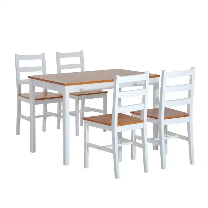 Five Piece Solid Pine Wood Table and High Back Chair Dining Set