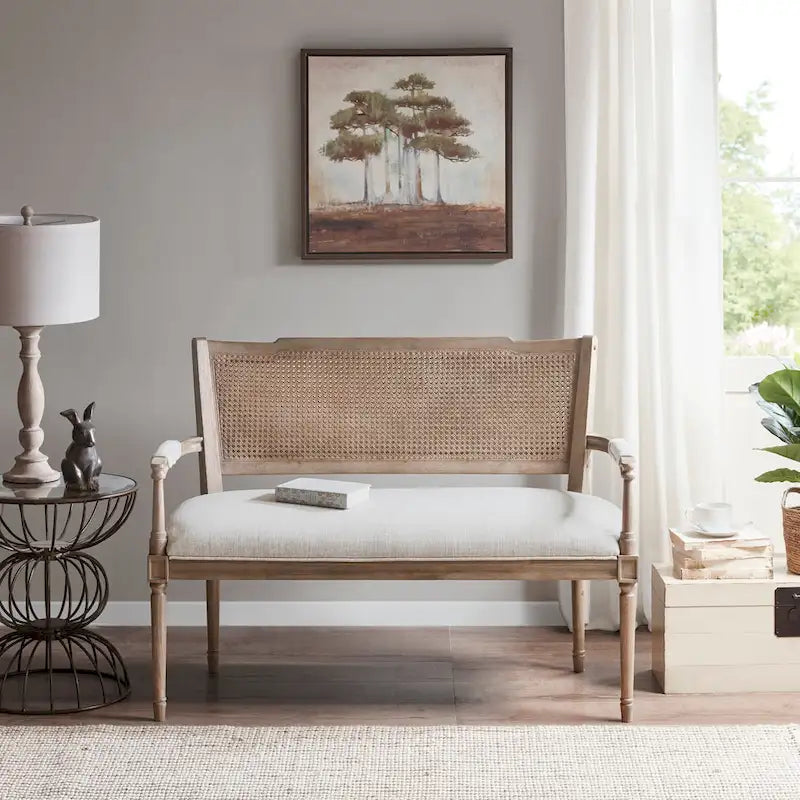 Natural cotton and linen two-seater sofa