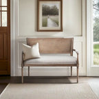 Natural cotton and linen two-seater sofa