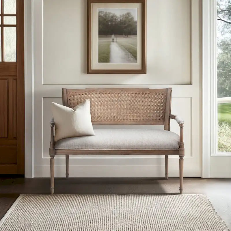 Natural cotton and linen two-seater sofa