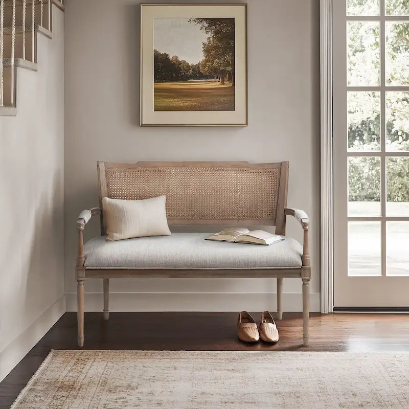 Natural cotton and linen two-seater sofa