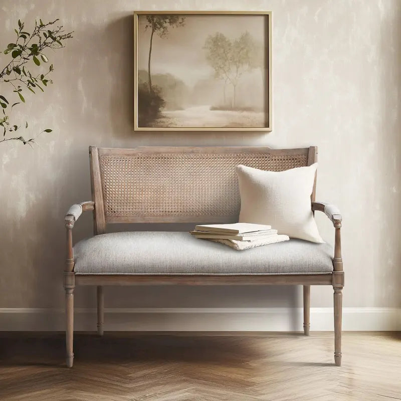 Natural cotton and linen two-seater sofa