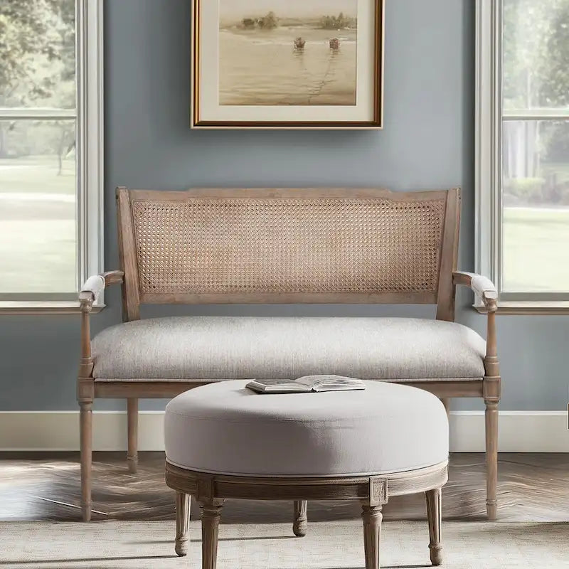 Natural cotton and linen two-seater sofa