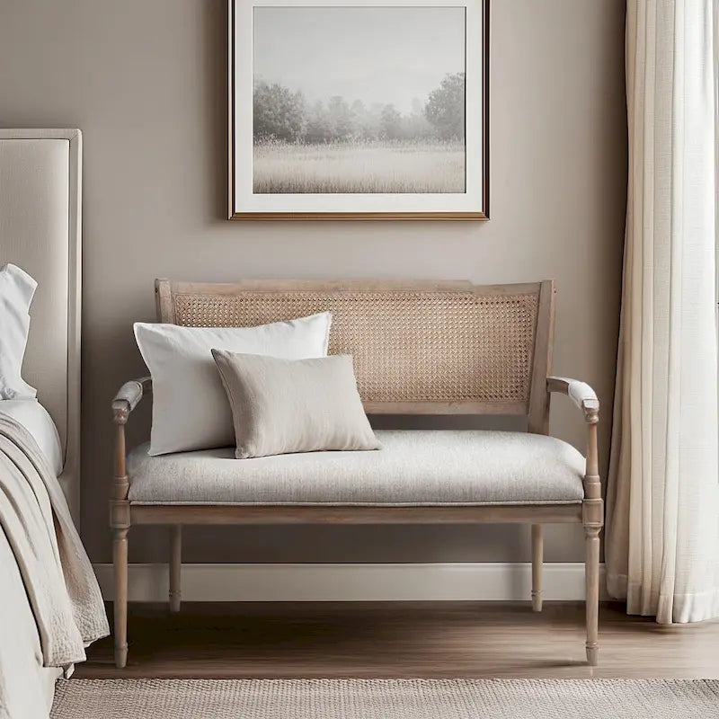 Natural cotton and linen two-seater sofa