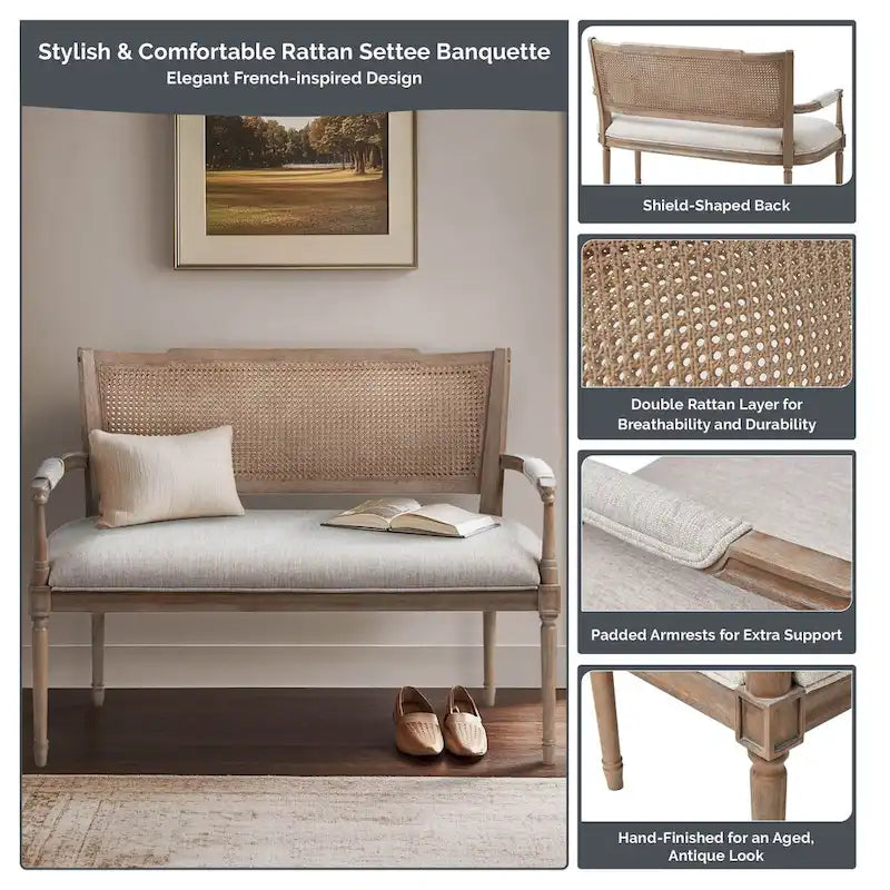 Natural cotton and linen two-seater sofa