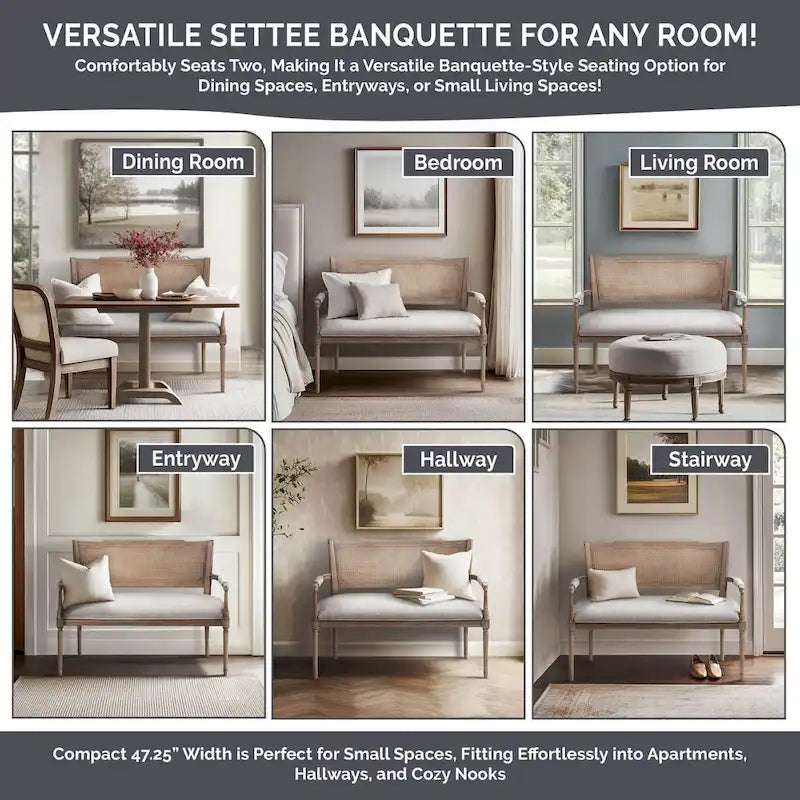 Natural cotton and linen two-seater sofa