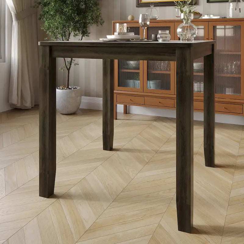 Solid Rubberwood Counter Height Dining Table, Modern Farmhouse Square Design Seats 4, Easy Assembly & Maintenance