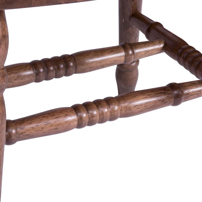 Antique Honey Finish Windsor Chair Set of 2, Rubberwood Solids with Arrow Back & Distressed Design