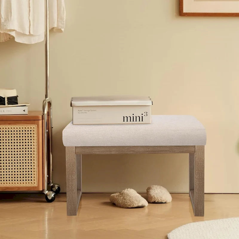 Square Ottoman with Solid Wood Legs, Multi-Functional Coffee Table & Footstool