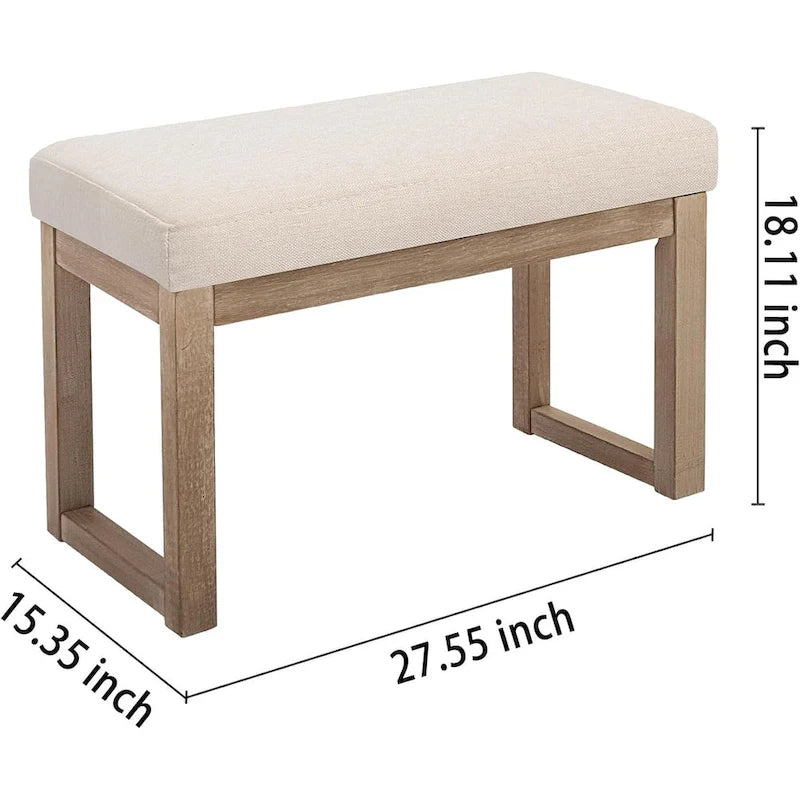 Square Ottoman with Solid Wood Legs, Multi-Functional Coffee Table & Footstool