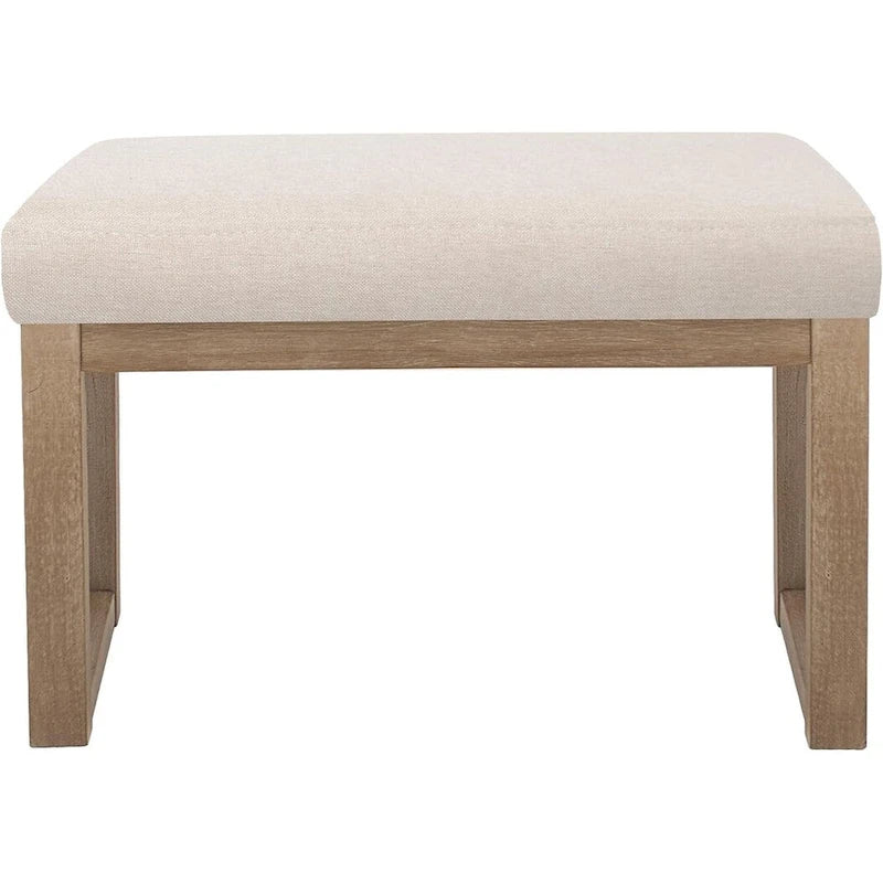 Square Ottoman with Solid Wood Legs, Multi-Functional Coffee Table & Footstool