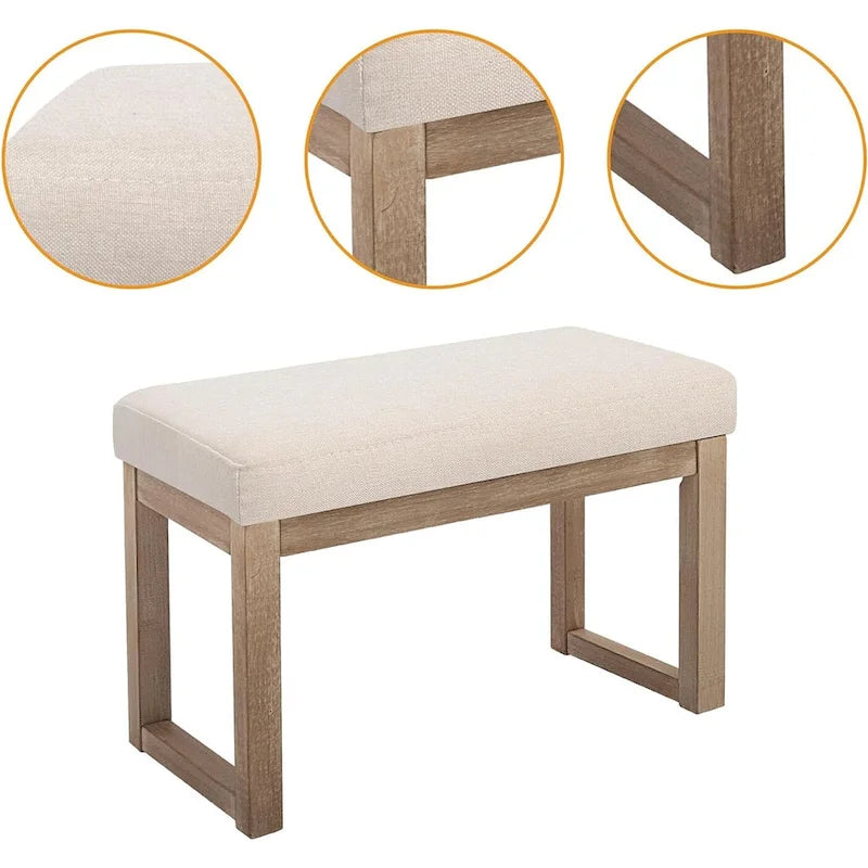 Square Ottoman with Solid Wood Legs, Multi-Functional Coffee Table & Footstool