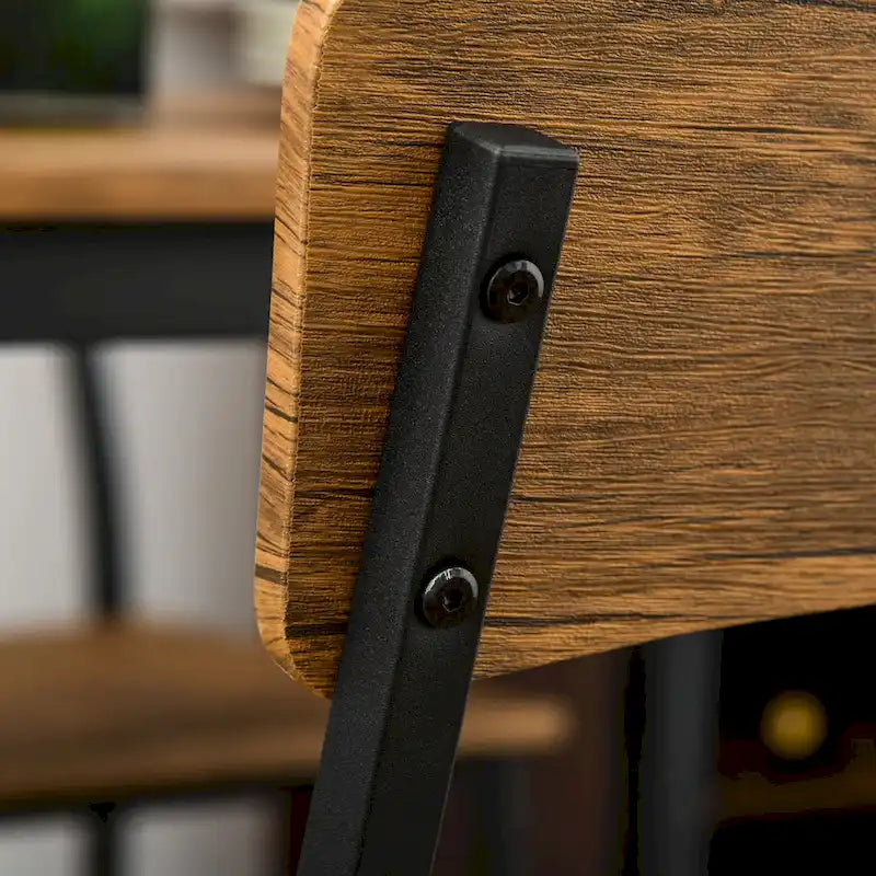 This five-piece modern industrial style dining table and chair set is suitable for small spaces, kitchens, and dining rooms.