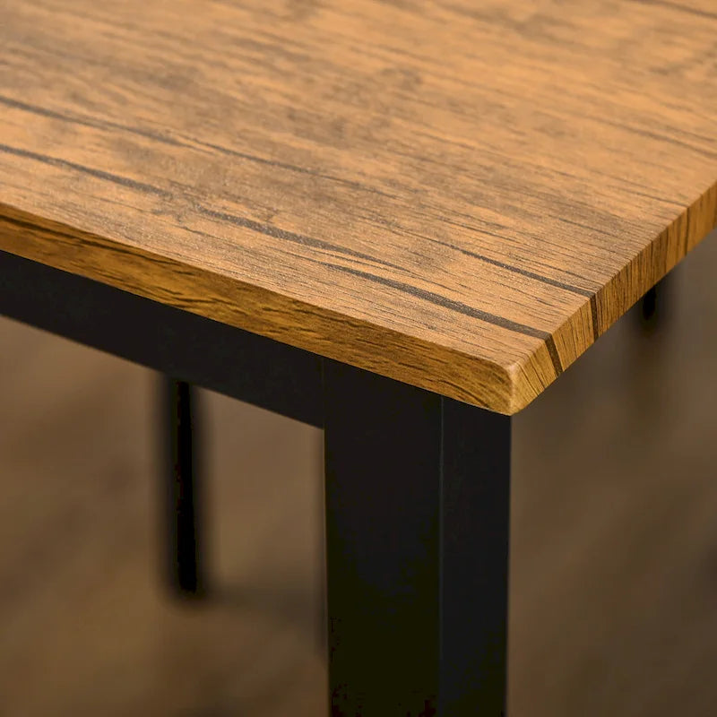 This five-piece modern industrial style dining table and chair set is suitable for small spaces, kitchens, and dining rooms.