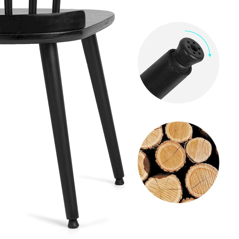 Set of 2/4 Solid Wood Windsor Chairs, 330 lb Capacity, Ergonomic Backrest, Anti-Slip Feet