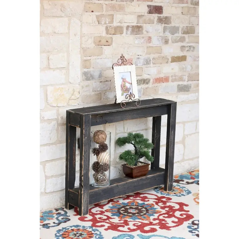 Reclaimed Wood Entryway Table with Distressed Finish & Lower Shelf, Rustic Style, 28"H x 36"L