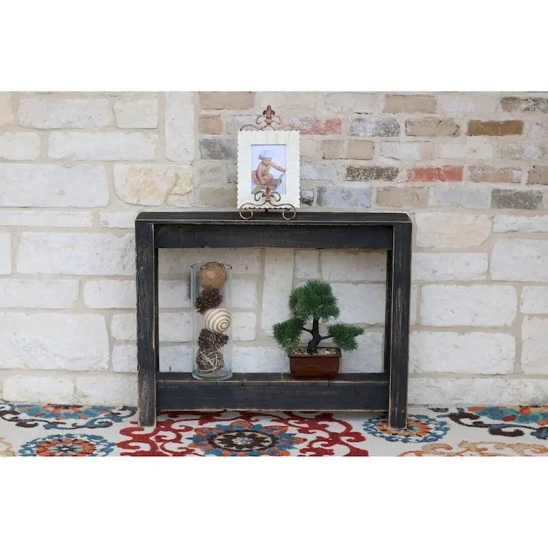 Reclaimed Wood Entryway Table with Distressed Finish & Lower Shelf, Rustic Style, 28"H x 36"L