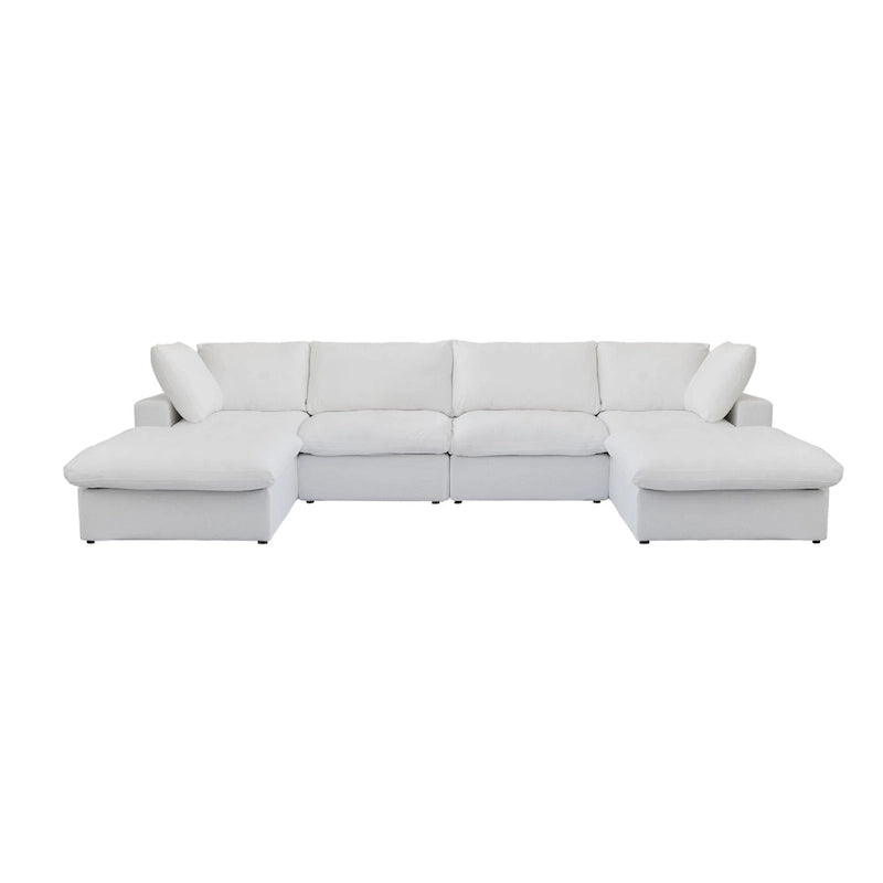 U-shape Linen Upholstered Sectional Sofa Multiple Cushions Modular Couch