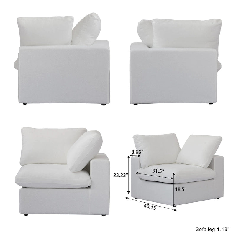 U-shape Linen Upholstered Sectional Sofa Multiple Cushions Modular Couch