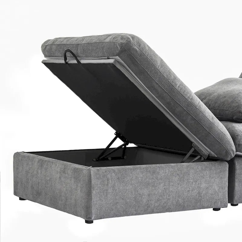 U-shape Linen Upholstered Sectional Sofa Multiple Cushions Modular Couch