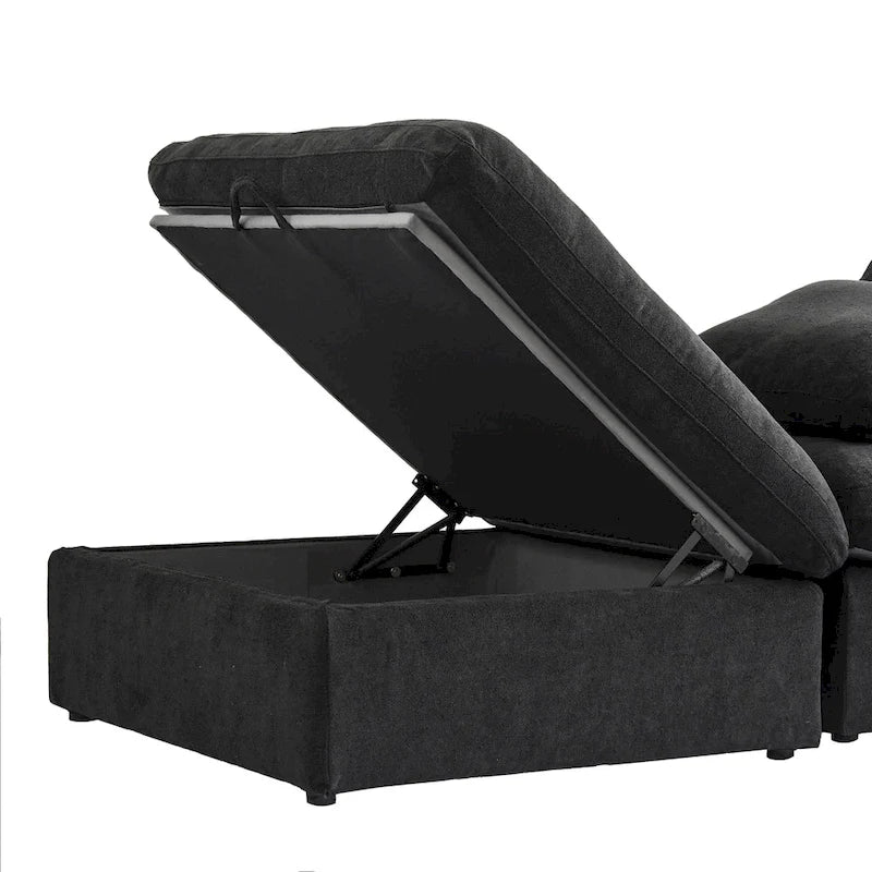 U-shape Linen Upholstered Sectional Sofa Multiple Cushions Modular Couch