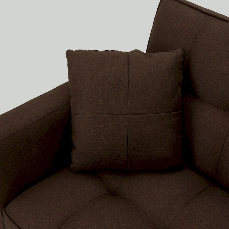 Adjustable Futon Sofa, 74" Wide with Memory Foam Cushions & 2 Side Pockets, 660 lbs Weight Limit