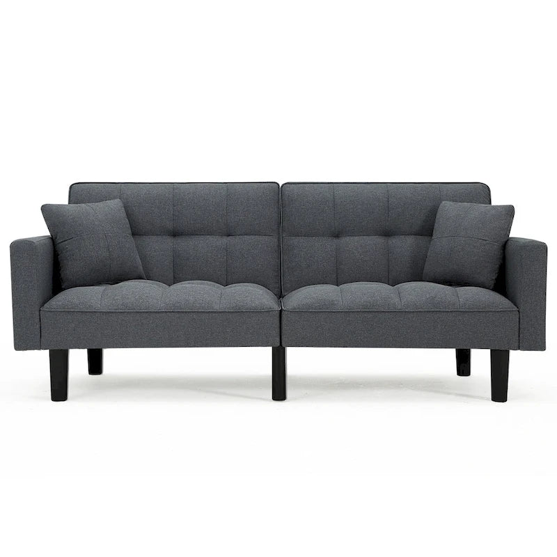 Adjustable Futon Sofa, 74" Wide with Memory Foam Cushions & 2 Side Pockets, 660 lbs Weight Limit