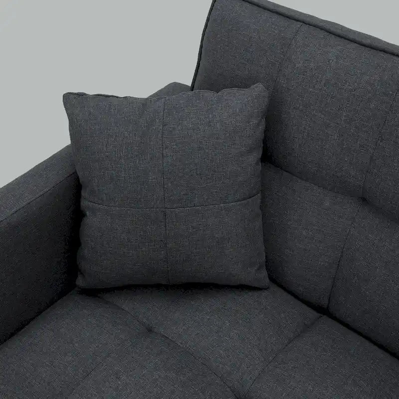 Adjustable Futon Sofa, 74" Wide with Memory Foam Cushions & 2 Side Pockets, 660 lbs Weight Limit