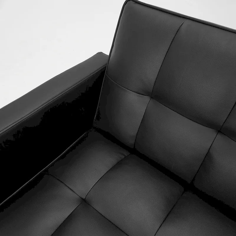 Adjustable Futon Sofa, 74" Wide with Memory Foam Cushions & 2 Side Pockets, 660 lbs Weight Limit