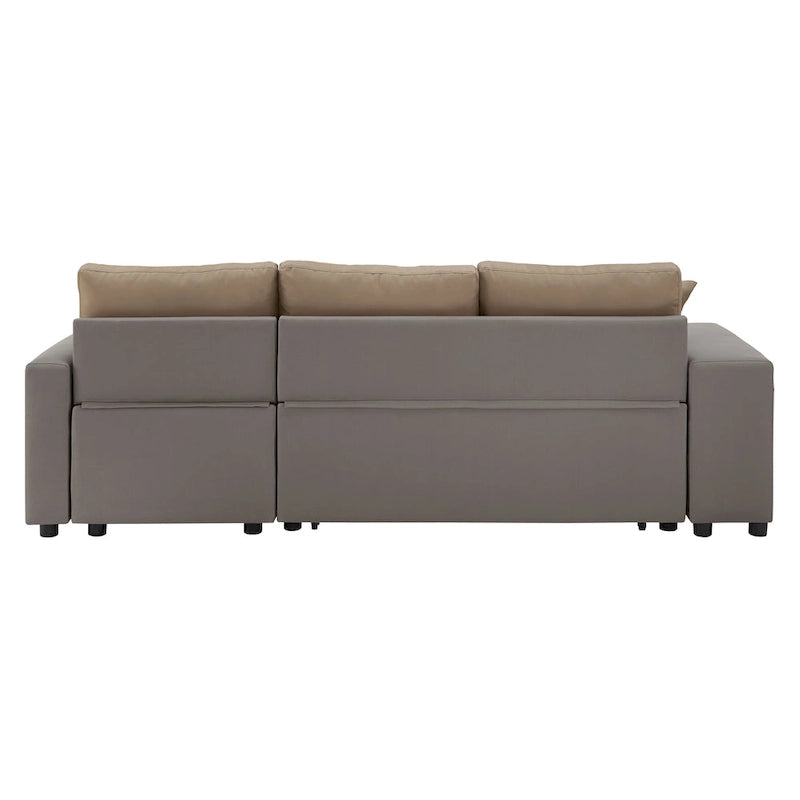 A convertible sofa bed, combined with "hidden storage" and an "L-shaped design," demonstrates its versatility.