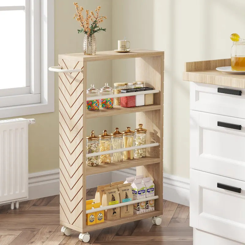 4-Tier Rolling Storage Cart with Wheels, Narrow Design for Kitchen Bathroom & Multi-Room Organizer