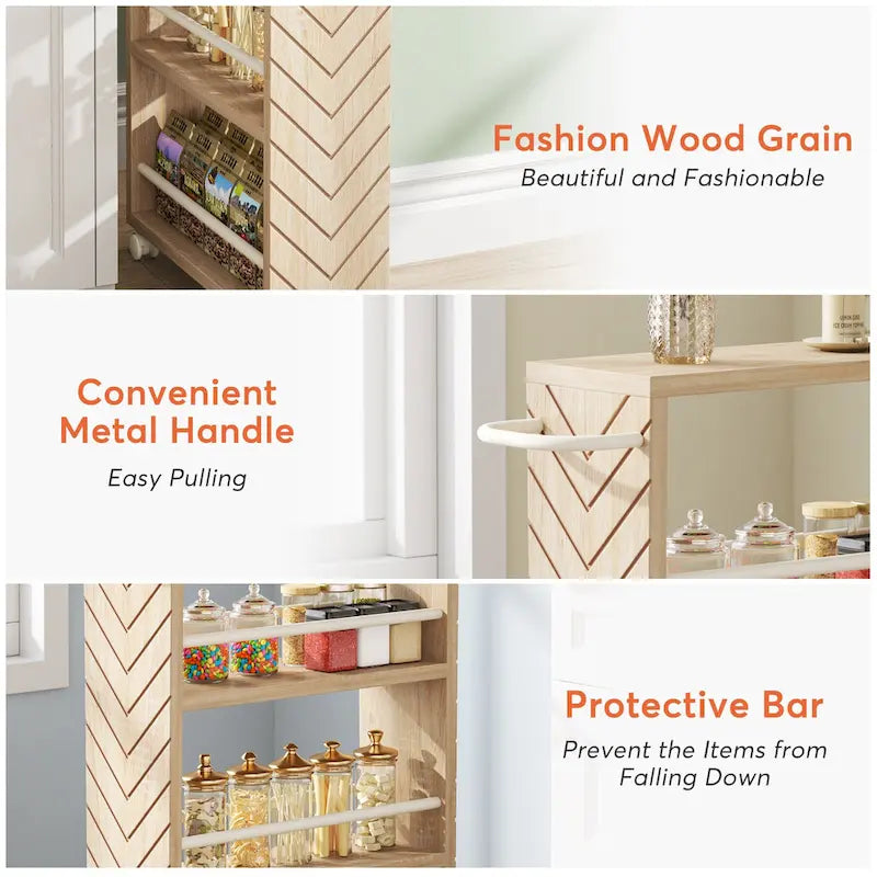 4-Tier Rolling Storage Cart with Wheels, Narrow Design for Kitchen Bathroom & Multi-Room Organizer