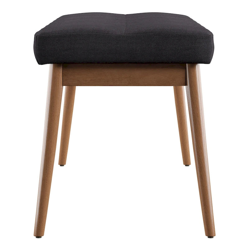 Slanted-leg linen dining chair bench